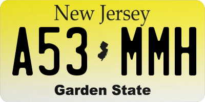 NJ license plate A53MMH