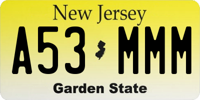 NJ license plate A53MMM