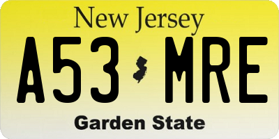 NJ license plate A53MRE