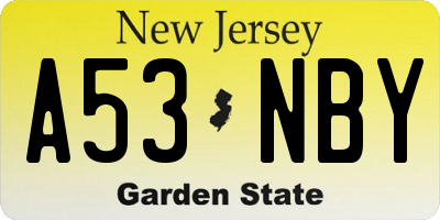 NJ license plate A53NBY
