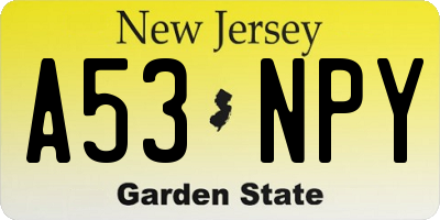 NJ license plate A53NPY
