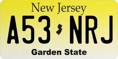 NJ license plate A53NRJ