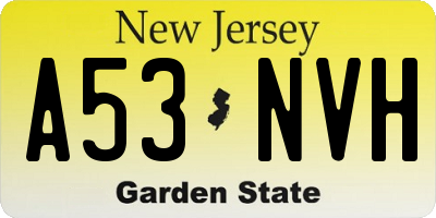 NJ license plate A53NVH
