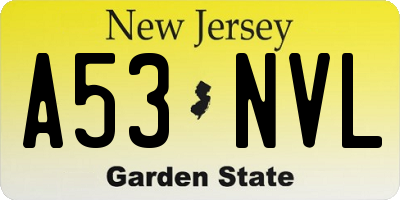NJ license plate A53NVL