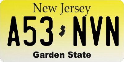 NJ license plate A53NVN