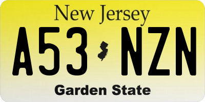 NJ license plate A53NZN