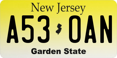 NJ license plate A53OAN
