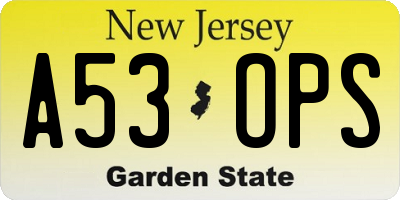 NJ license plate A53OPS