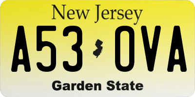 NJ license plate A53OVA