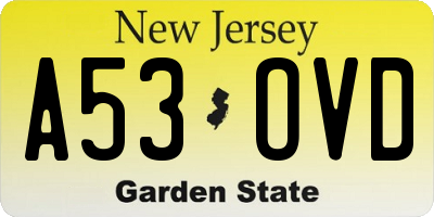 NJ license plate A53OVD