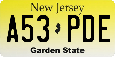 NJ license plate A53PDE