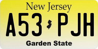 NJ license plate A53PJH