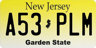 NJ license plate A53PLM