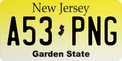NJ license plate A53PNG