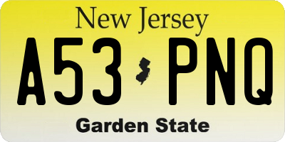 NJ license plate A53PNQ