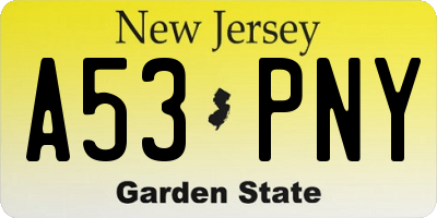 NJ license plate A53PNY