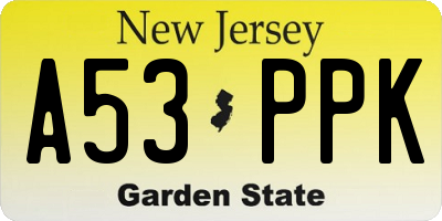 NJ license plate A53PPK