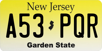 NJ license plate A53PQR