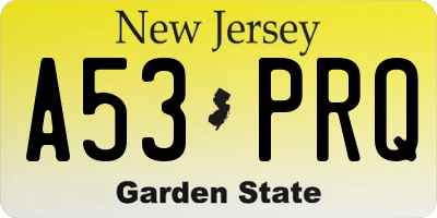 NJ license plate A53PRQ