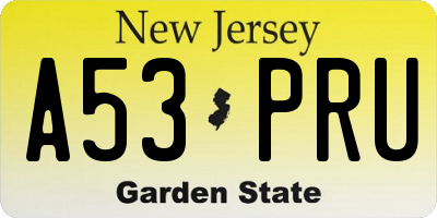 NJ license plate A53PRU