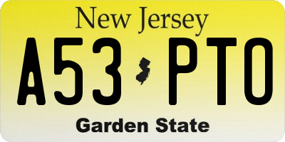 NJ license plate A53PTO