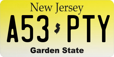 NJ license plate A53PTY