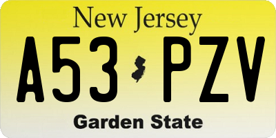 NJ license plate A53PZV