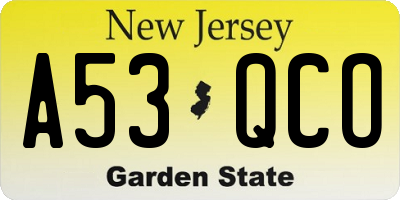 NJ license plate A53QCO