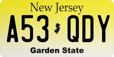 NJ license plate A53QDY