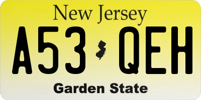 NJ license plate A53QEH
