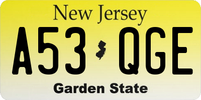 NJ license plate A53QGE