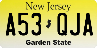 NJ license plate A53QJA