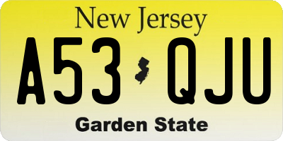 NJ license plate A53QJU