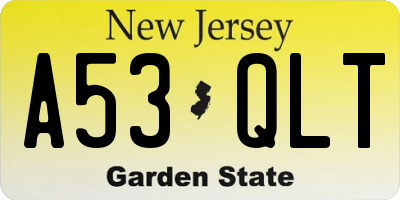 NJ license plate A53QLT