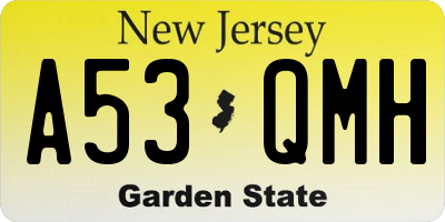 NJ license plate A53QMH