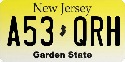 NJ license plate A53QRH