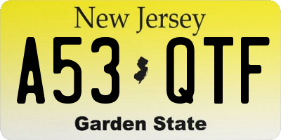 NJ license plate A53QTF