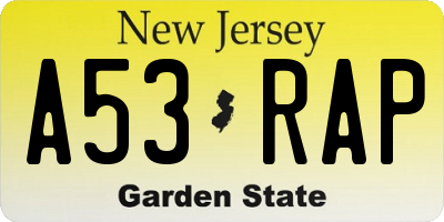 NJ license plate A53RAP