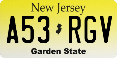 NJ license plate A53RGV