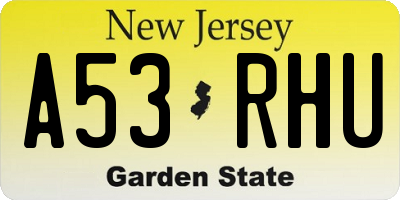 NJ license plate A53RHU