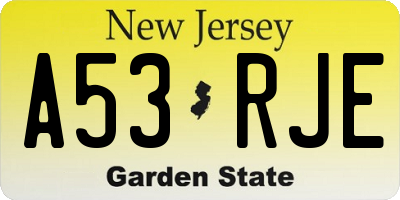 NJ license plate A53RJE