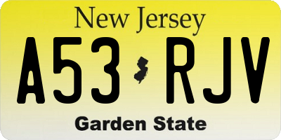 NJ license plate A53RJV
