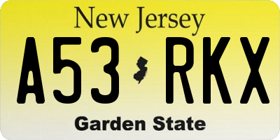 NJ license plate A53RKX