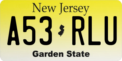 NJ license plate A53RLU