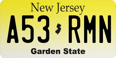 NJ license plate A53RMN