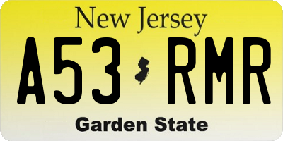 NJ license plate A53RMR