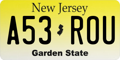 NJ license plate A53ROU
