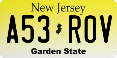 NJ license plate A53ROV