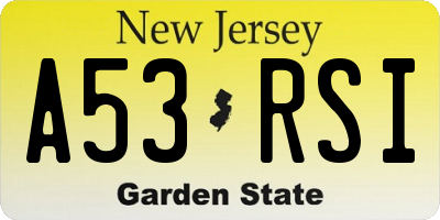 NJ license plate A53RSI