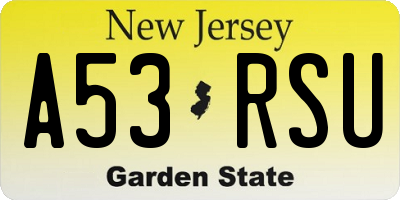 NJ license plate A53RSU